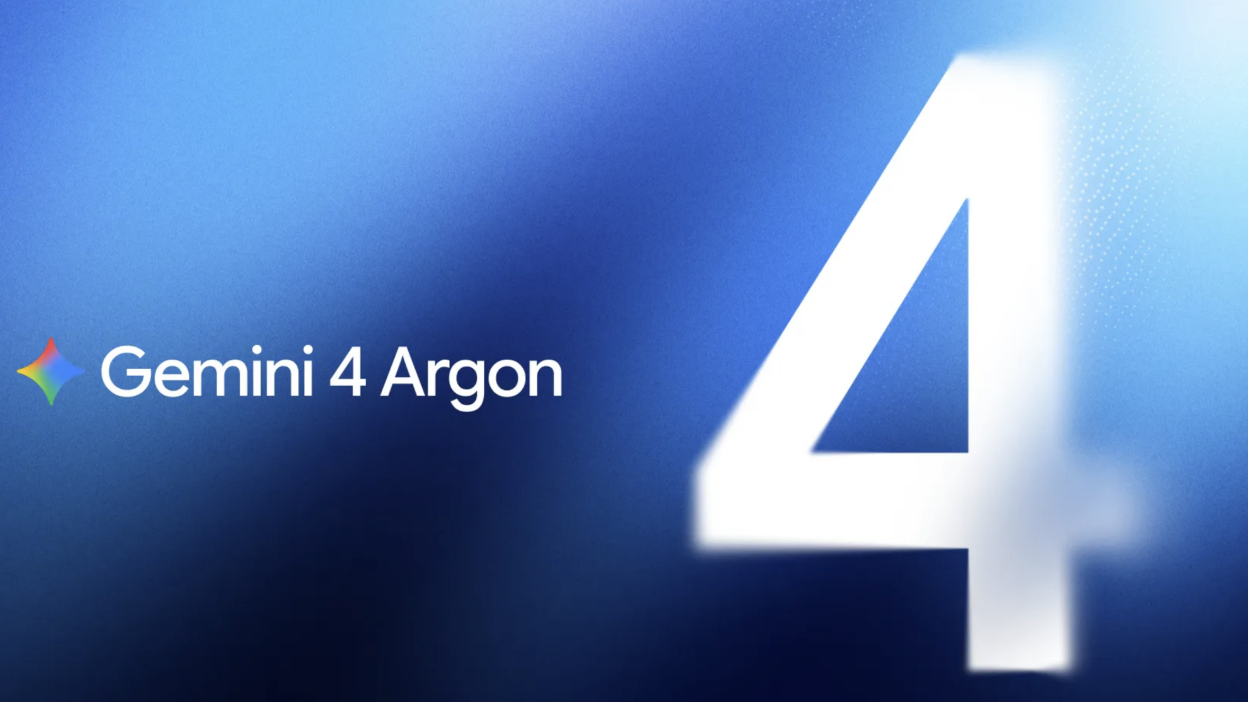 artistic blue image of the Gemini 4 Argon logo with a giant 4 next to it